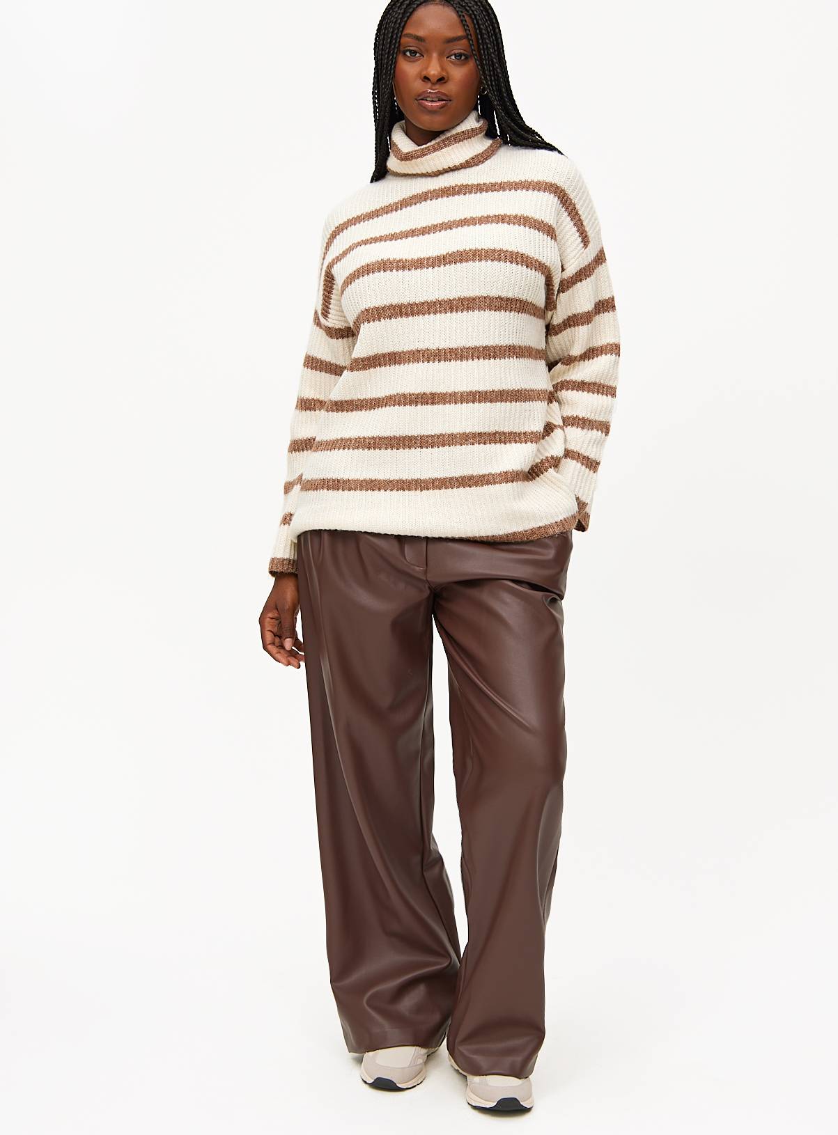 Cream Stripe Roll Neck Jumper 14 - Image 2